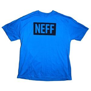 Men's Neff Cotton T-Shirt Size‎ Xl Blue Bar Stamp Spellout New Without Tags